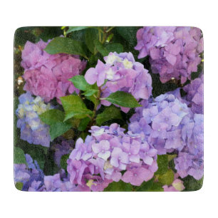 colourful hydrangea cutting board