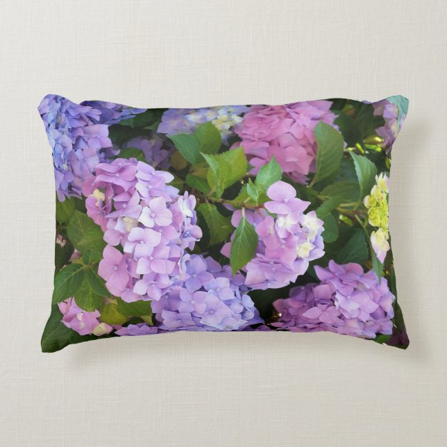 colourful hydrangea decorative cushion (Front)
