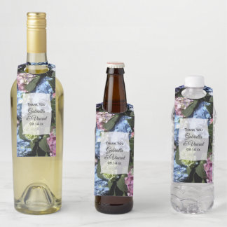 Colourful Hydrangea Flowers Wedding Bottle Tag