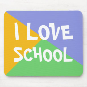 Colourful I Love School Boy Blue custom Text Mouse Pad