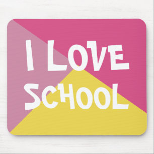 Colourful I Love School Girl Pink custom Text Mouse Pad