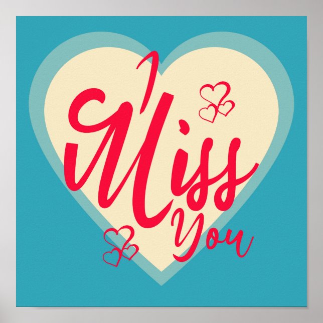 Colourful I miss you with decorative hearts Poster (Front)
