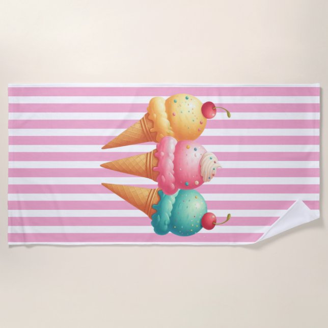 Colourful Ice cream Beach Towel (Front)