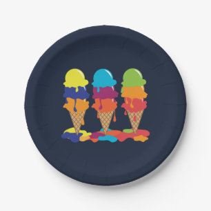 Colourful Ice Cream Birthday Party Paper Plate
