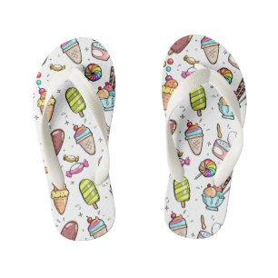 Colourful Ice Cream, Candy and Lollies Pattern Kid's Jandals