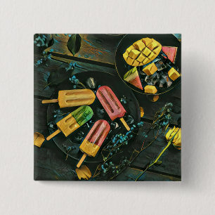 Colourful ice cream cone popsicle 15 cm square badge