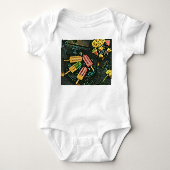 Colourful ice cream cone popsicle baby bodysuit (Front)