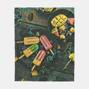 Colourful ice cream cone popsicle fleece blanket