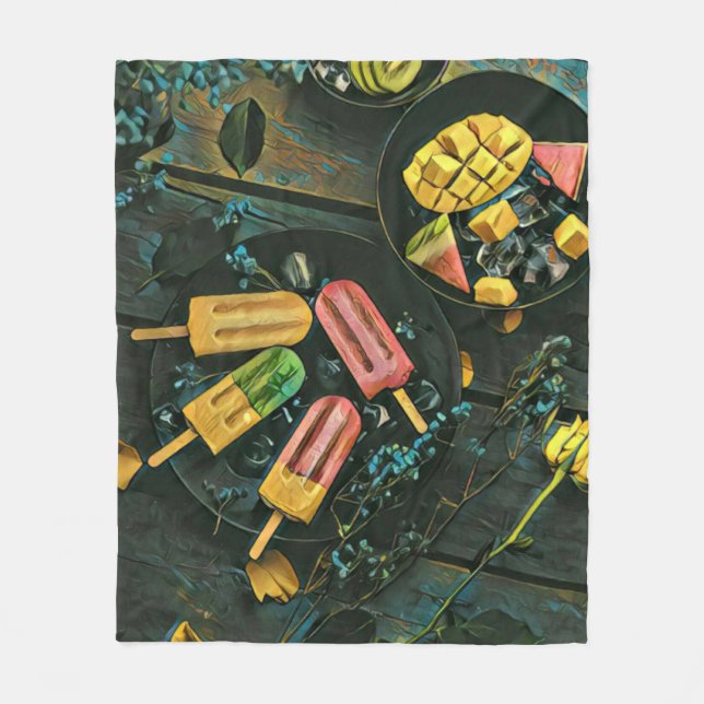 Colourful ice cream cone popsicle fleece blanket (Front)
