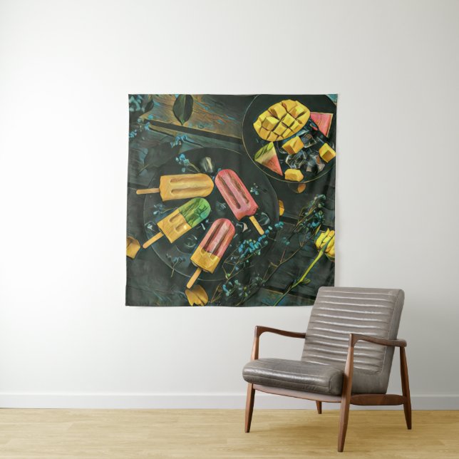Colourful ice cream cone popsicle tapestry (In Situ)