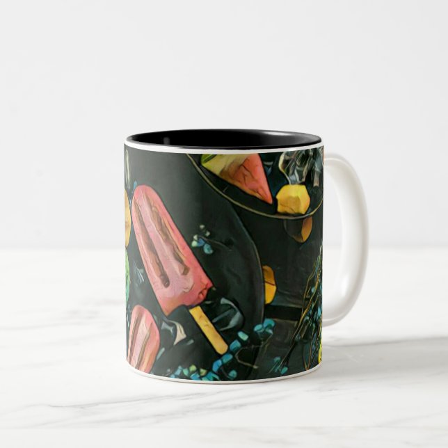 Colourful ice cream cone popsicle Two-Tone coffee mug (Front Right)