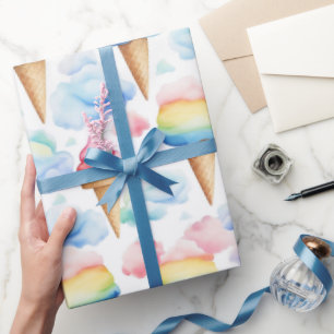 Colourful Ice Cream Cone Rainbow Wrapping Paper