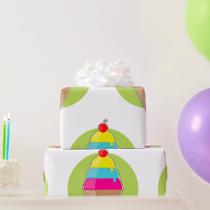 Colourful Ice Cream Cone with Cherry Wrapping Paper