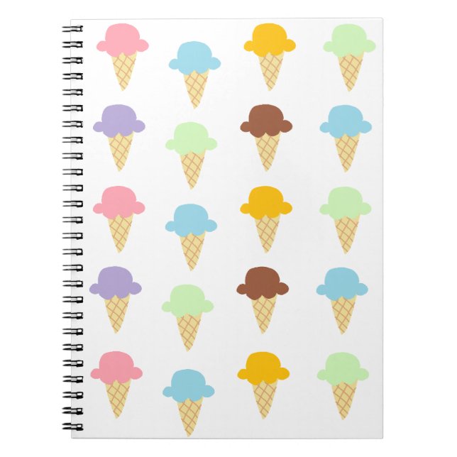 Colourful Ice Cream Cones Notebook (Front)