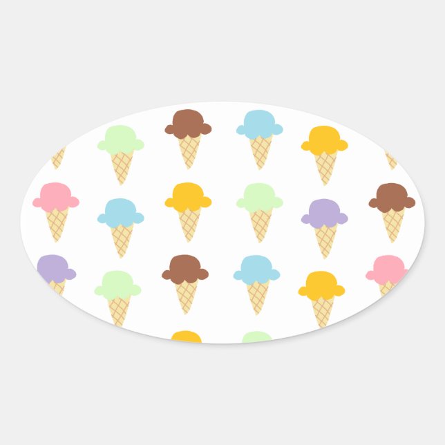 Colourful Ice Cream Cones Oval Sticker (Front)