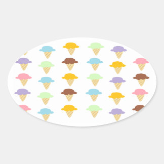 Colourful Ice Cream Cones Oval Sticker