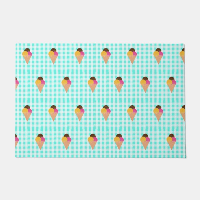 Colourful Ice Cream Illustration Doormat (Front)