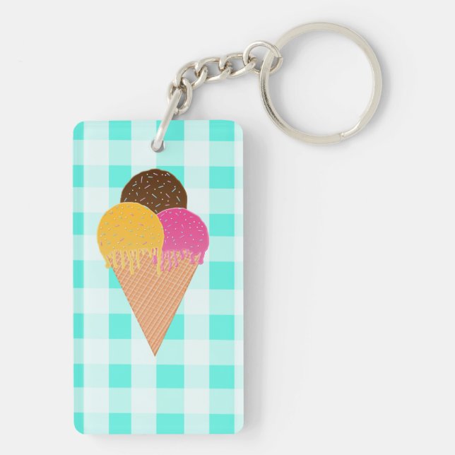Colourful Ice Cream Illustration Key Ring (Back)
