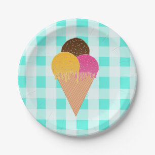Colourful Ice Cream Illustration Paper Plate
