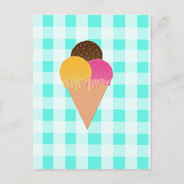 Colourful Ice Cream Illustration Postcard (Front)