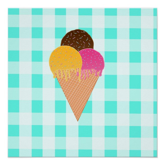 Colourful Ice Cream Illustration Poster (Front)