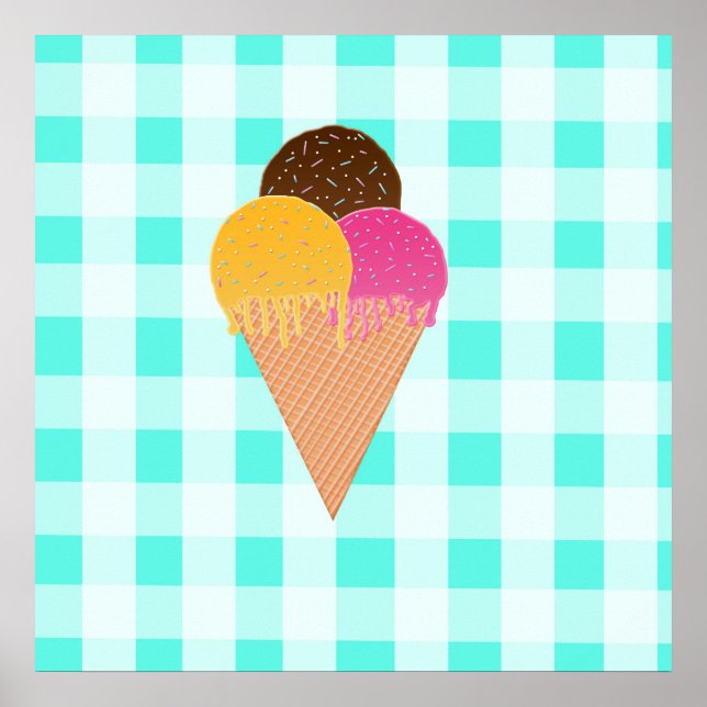 Colourful Ice Cream Illustration Poster (Front)
