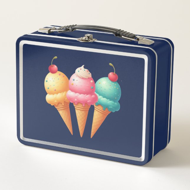 Colourful Ice cream Metal Lunch Box (Front)
