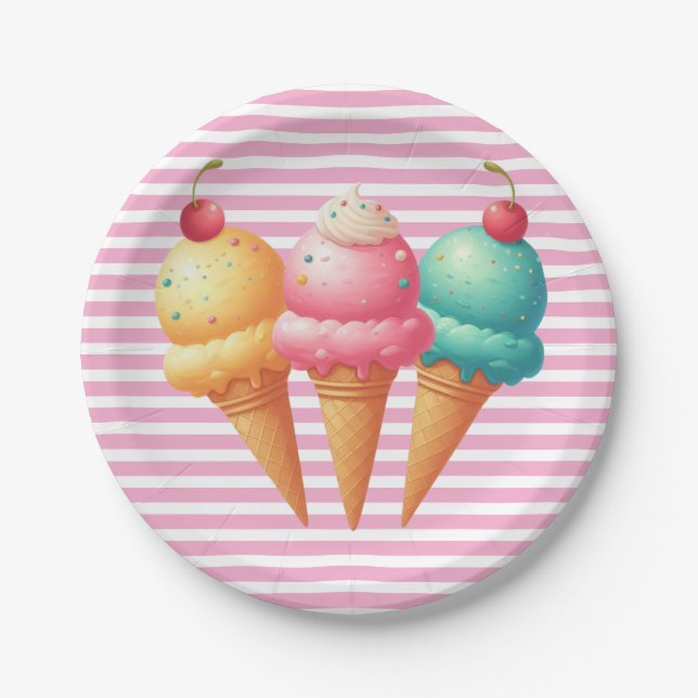Colourful Ice cream Paper Plate (Front)