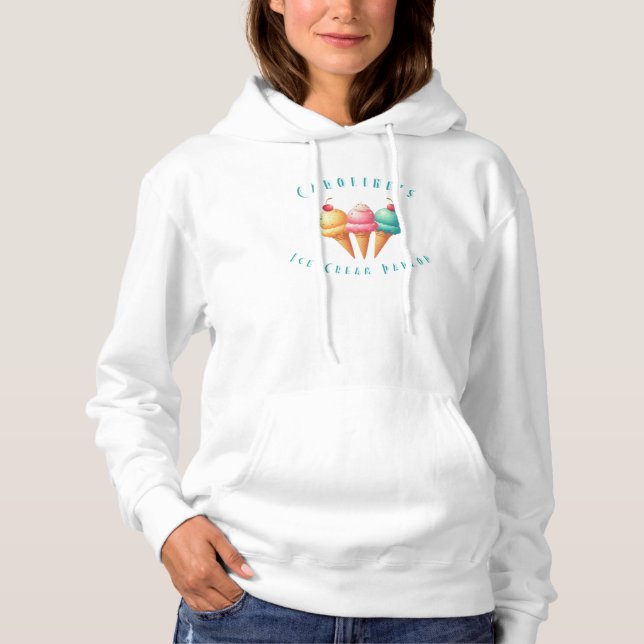 Colourful ice cream parlour hoodie (Front)