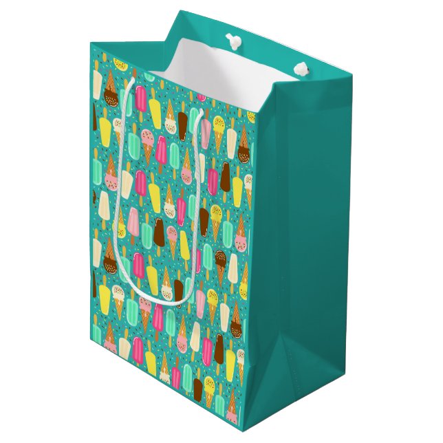 Colourful Ice Cream Pattern Dopamine Design  Medium Gift Bag (Front Angled)