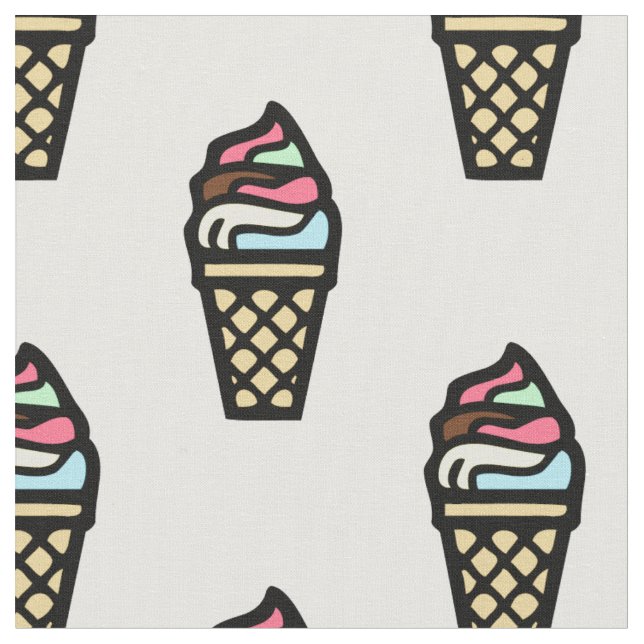 Colourful Ice Cream Pattern Fabric (Close Up)