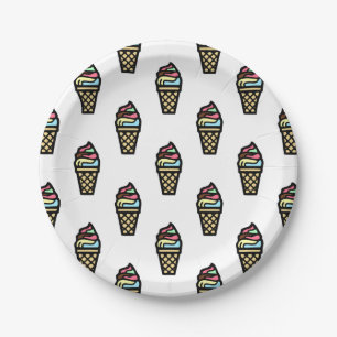 Colourful Ice Cream Pattern Paper Plate