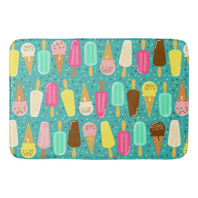 Colourful Ice Cream Pattern Summer  Bath Mat (Front)