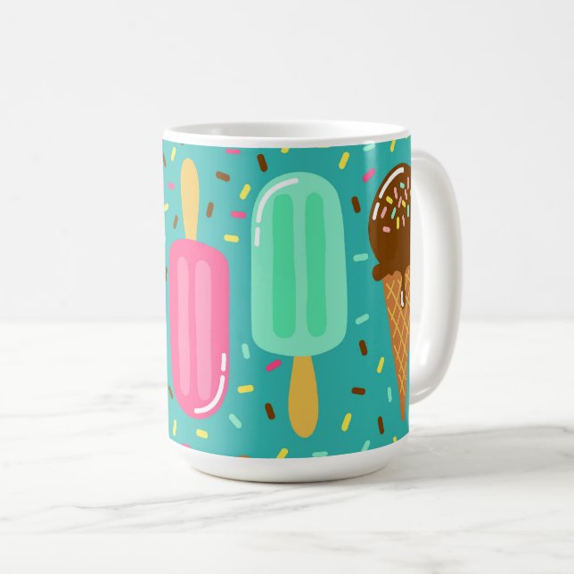 Colourful Ice Cream Pattern Summer  Coffee Mug (Front Right)