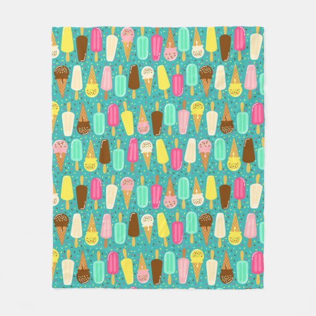 Colourful Ice Cream Pattern Summer  Fleece Blanket (Front)