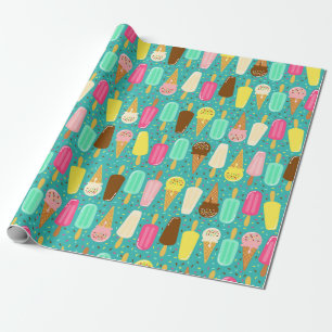 Colourful Ice Cream Pattern Summer  Wrapping Paper