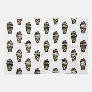 Colourful Ice Cream Pattern Tea Towel
