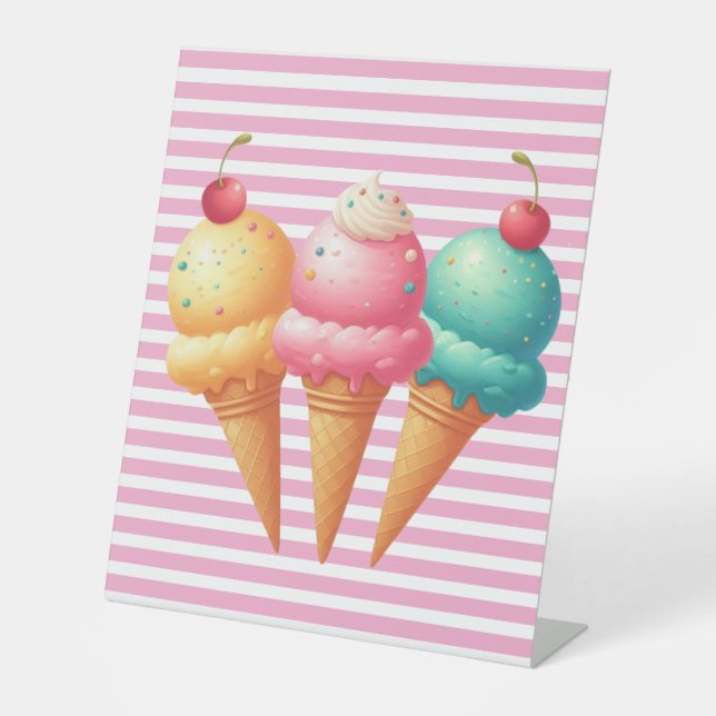 Colourful Ice cream Pedestal Sign (Front)