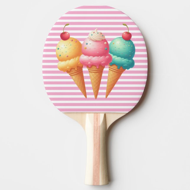 Colourful Ice cream Ping Pong Paddle (Front)