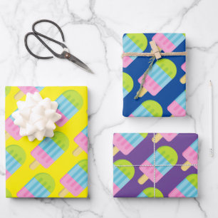 Colourful ice cream popsicle wrapping paper sheets