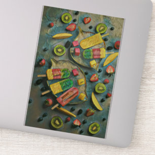 Colourful ice cream popsicles fruits