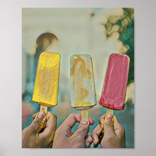 Colourful ice cream popsicles poster (Front)