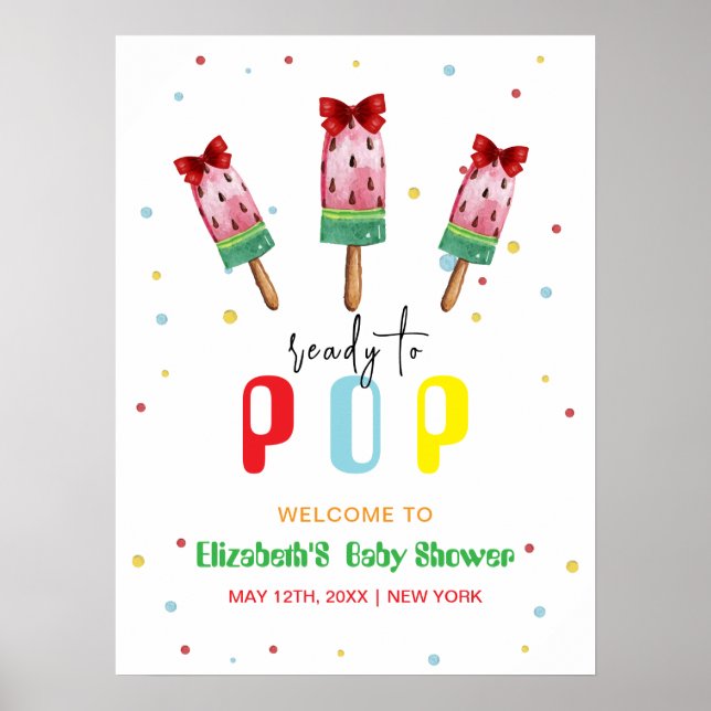 Colourful Ice Cream Ready Pop Baby Shower Welcome Poster (Front)