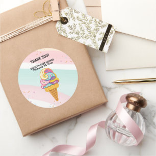 Colourful Ice Cream Scoop Sprinkles Baby Shower Classic Round Sticker