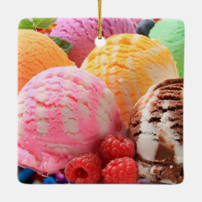 colourful ice cream scoops ceramic ornament (Back)