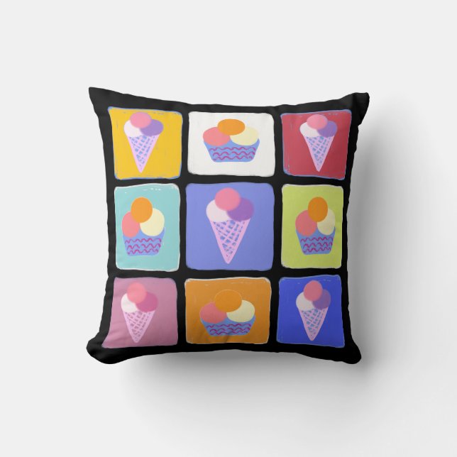 Colourful ice creams collage cushion (Front)