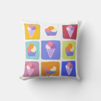 Colourful ice creams collage cushion