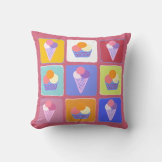 Colourful ice creams collage cushion