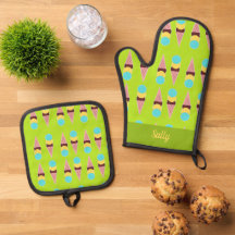 Colourful ice creams on green