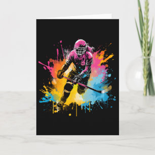Colourful Ice Hockey Player Girl On Womens Ice Hoc Card